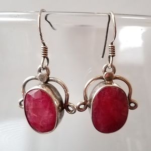 Sterling silver earrings with large pink stones